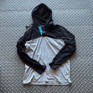 Black and Gray Hooded Long Sleeve Shirt